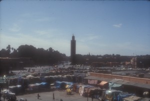 Djemaa el Fna viewed from a cafe balcony