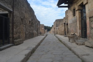 Looking down a street in Pompeii